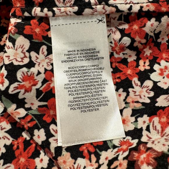 Lauren Ralph Lauren Top Boho Cottage Romantic Feminine Button Up Floral Red XL - Picture 5 of 7